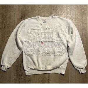 Vintage Jerzees Unisex Small Crewneck Sweatshirt USA House Lace Embroidery